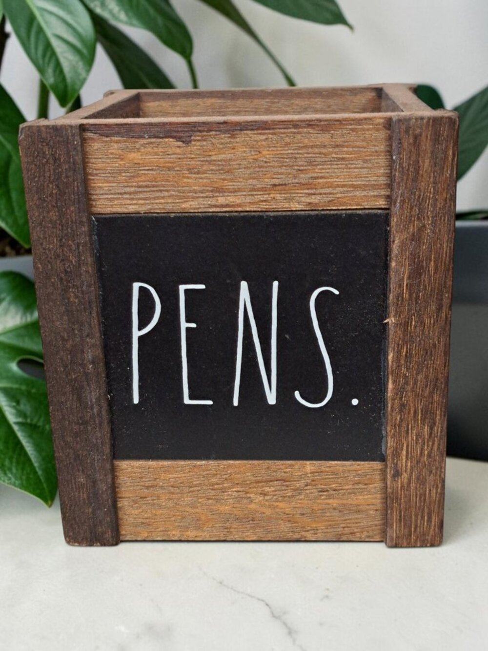 Rae Dunn PEN Holder, Wood Rustic Organizer PENS, Office Desk